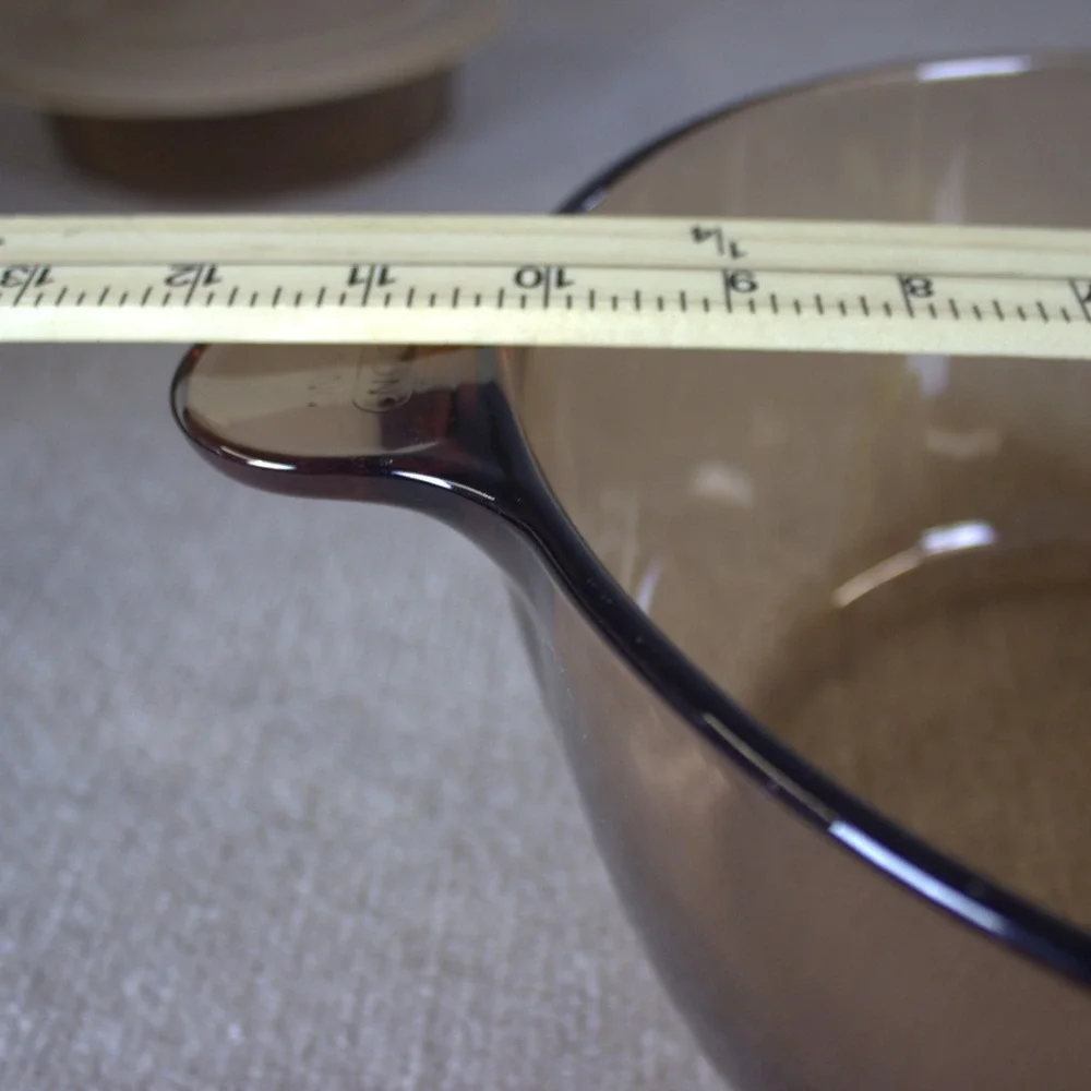 Visions by Corning Amber Glass Cookware Set Pot Pan Skillet 6 Piece Lot USA